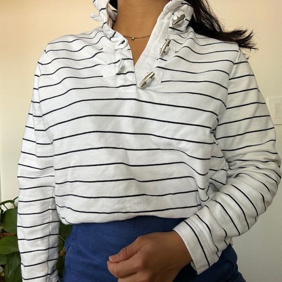 Vintage 90s yacht sweatshirt casual striped nautical style long sleeve Large - Picture 10 of 13